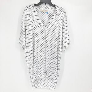 Victoria's Secret Womens Sleep Shirt Medium White Polka Dot Collared Button Down